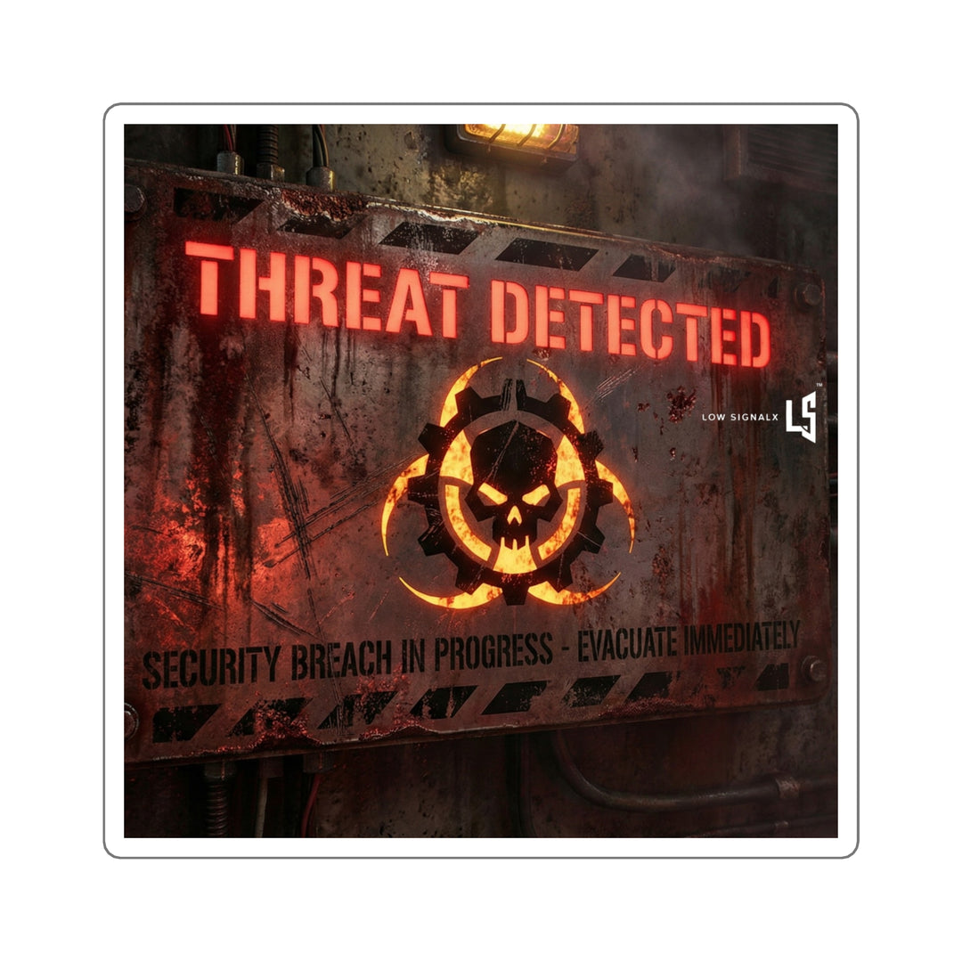 Threat Detected Square Sticker — Biohazard Warning Graphic