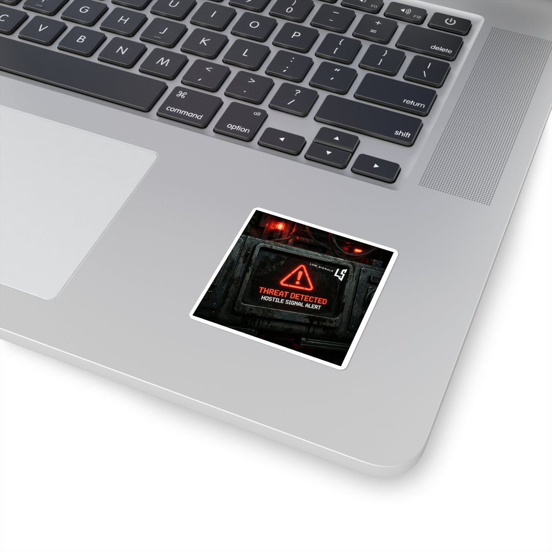 Threat Detected Square Sticker — Cyber Alert Warning Laptop Decal