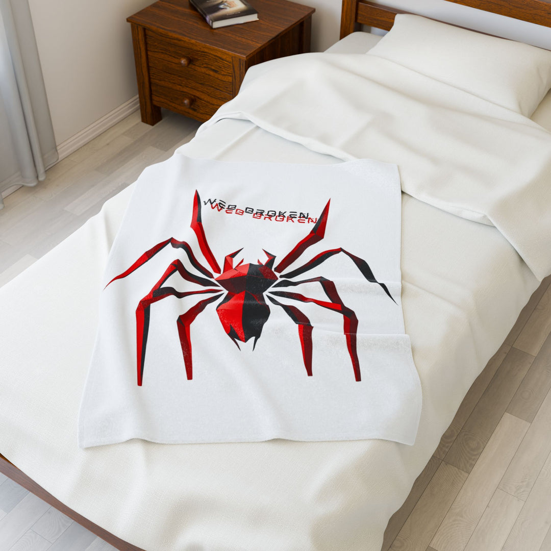 Spooky Spider Velveteen Plush Blanket - Cozy Halloween Décor, Gift for Horror Fans, Soft Throw for Fall, Unique Home Comfort