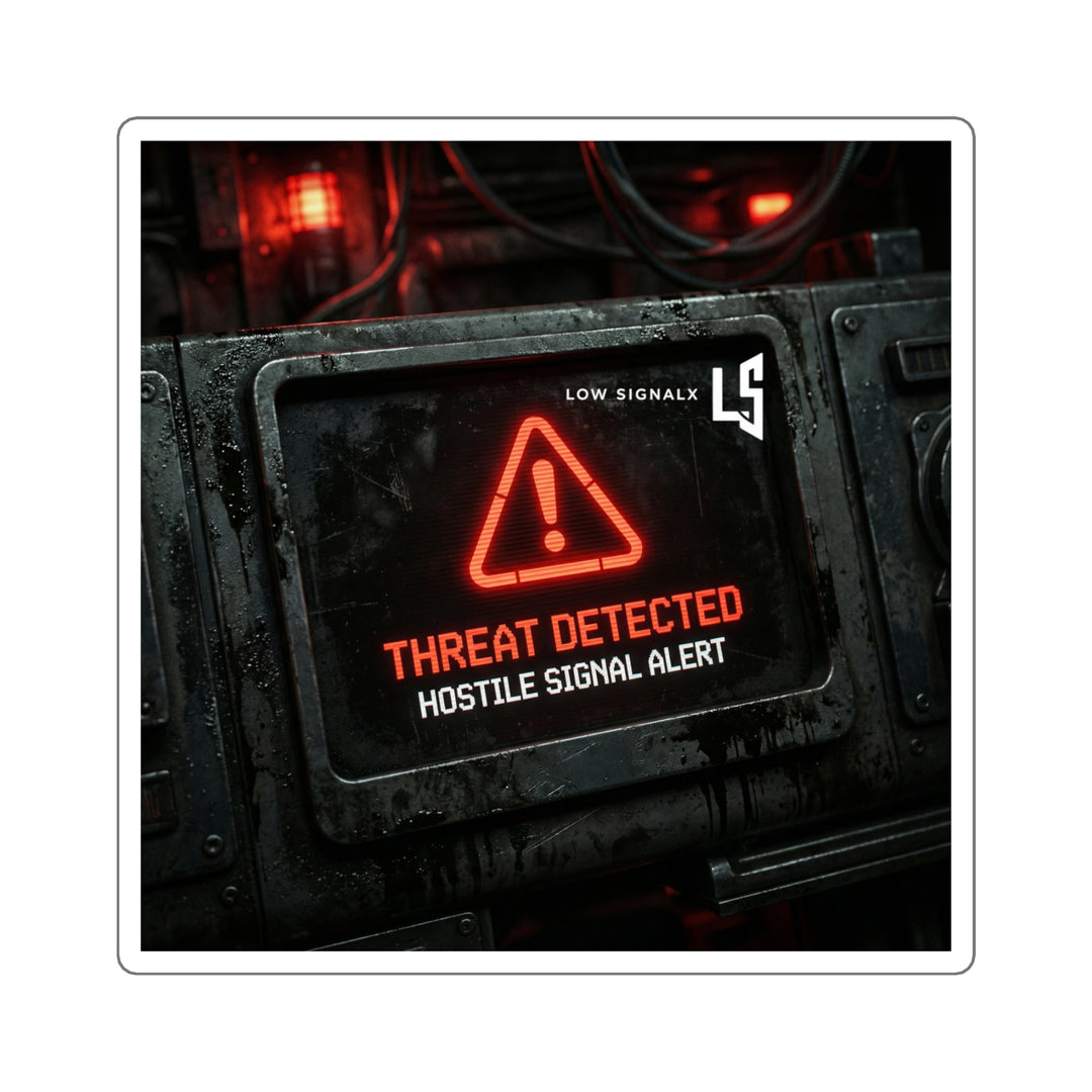 Threat Detected Square Sticker — Cyber Alert Warning Laptop Decal