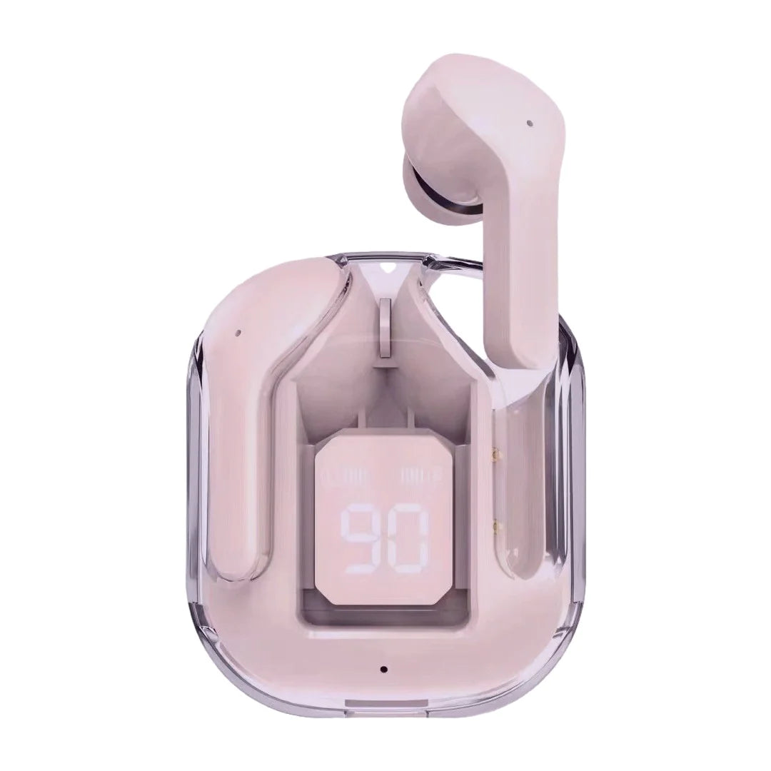 Transparent Neon Wireless Earbuds with Smart Charging Display