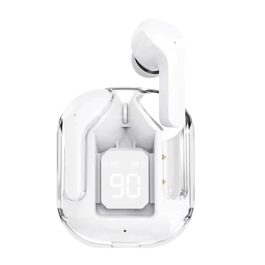 Transparent Neon Wireless Earbuds with Smart Charging Display