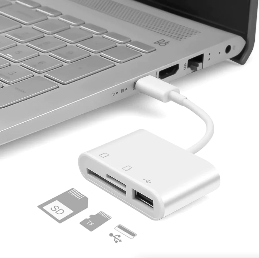 USB-C 3-in-1 Hub Adapter | SD + MicroSD + USB for MacBook & Android Devices