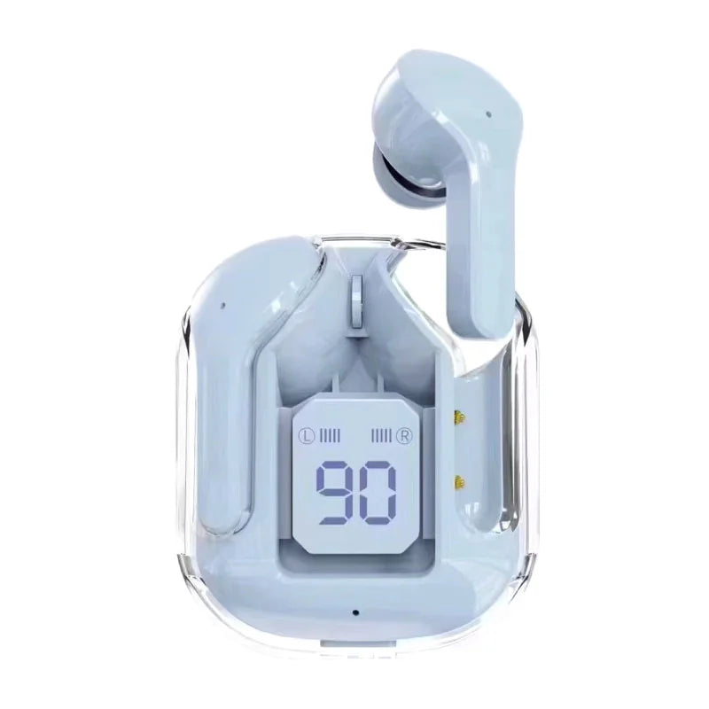 Transparent Neon Wireless Earbuds with Smart Charging Display