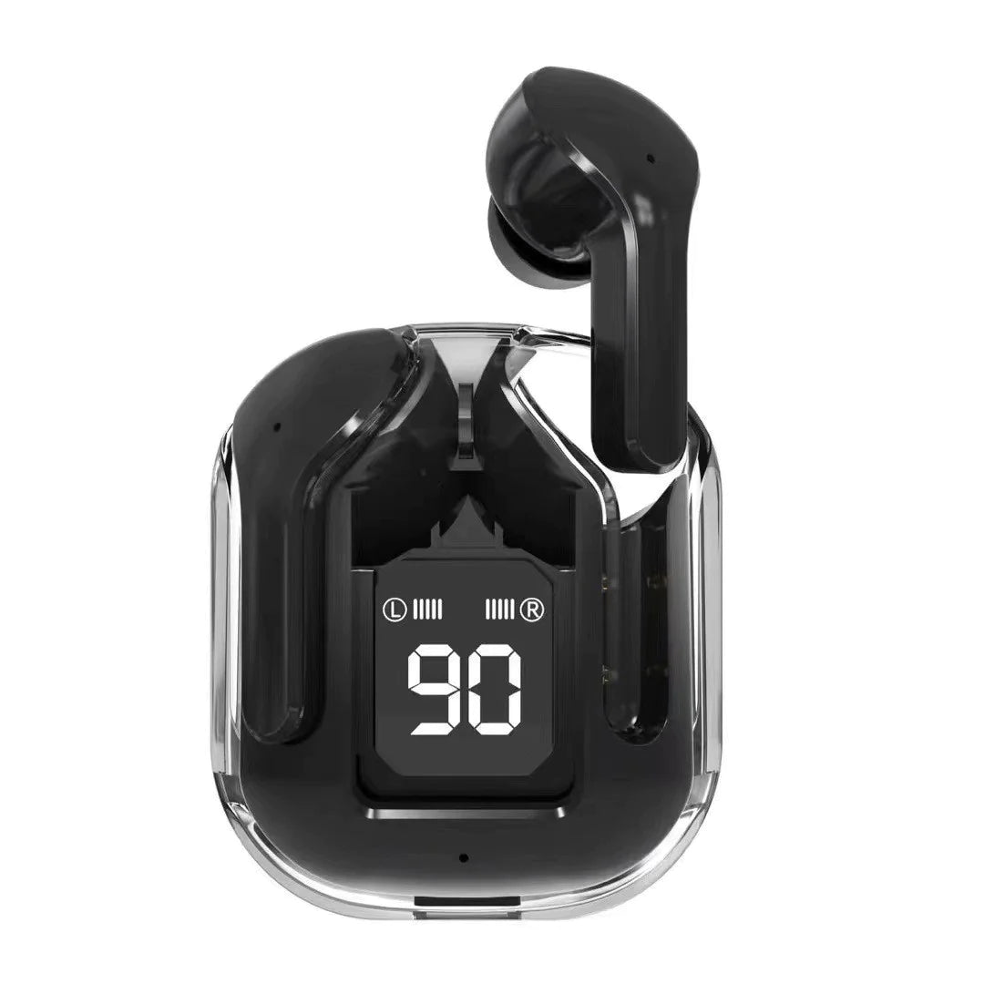 Transparent Neon Wireless Earbuds with Smart Charging Display