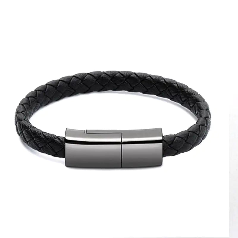 Braided Bracelet Charging Cable – Portable USB Data Sync Cord for iPhone & Android